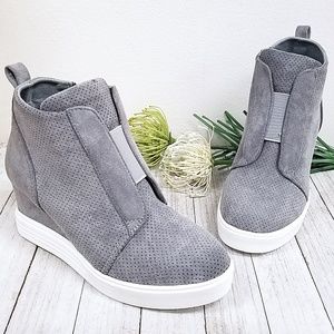 Gray Wedge High Top Platform Sneakers Booties